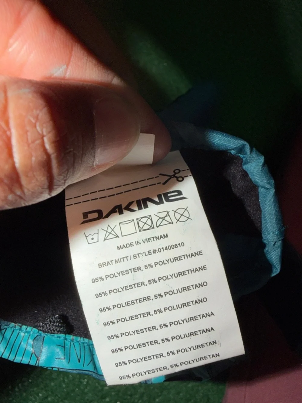 Dakine Teal Blue Kids Patterned Mittens